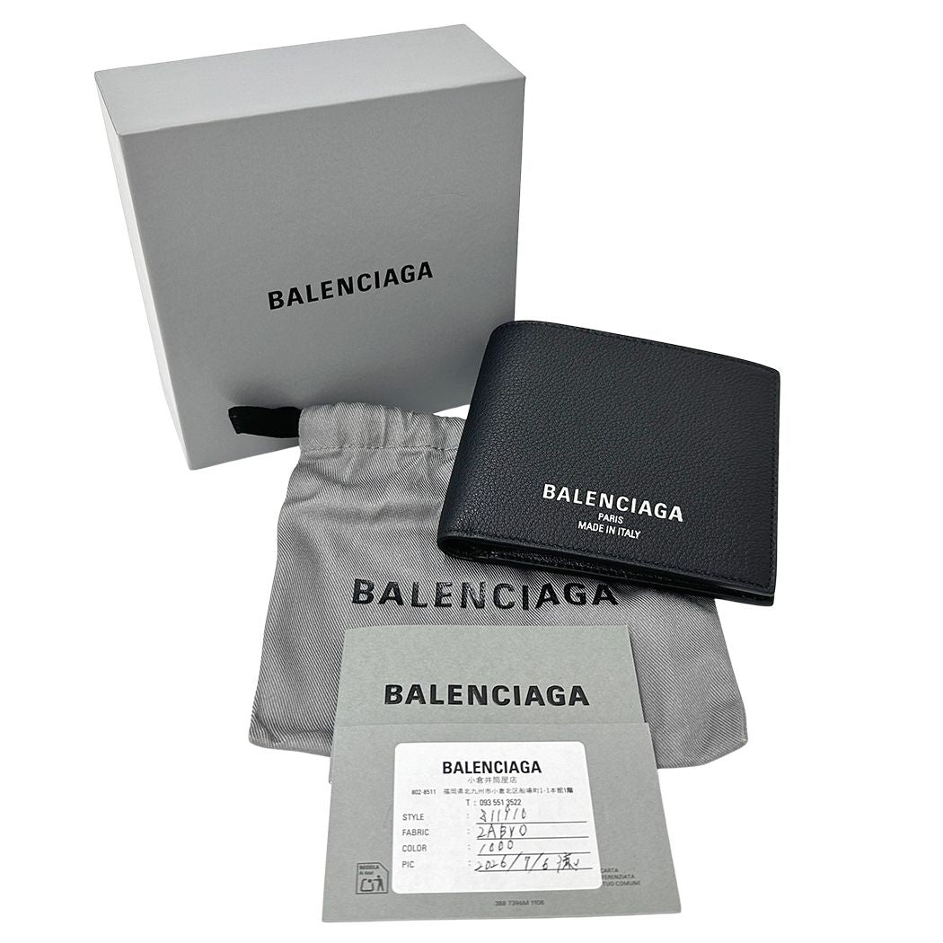 Balenciaga Wallet Bifold Leather Black Logo — view 6