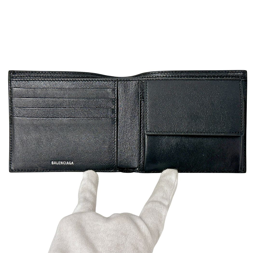 Balenciaga Wallet Bifold Leather Black Logo — view 4