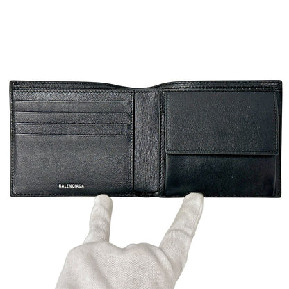 Balenciaga Wallet Bifold Leather Black Logo — view 4