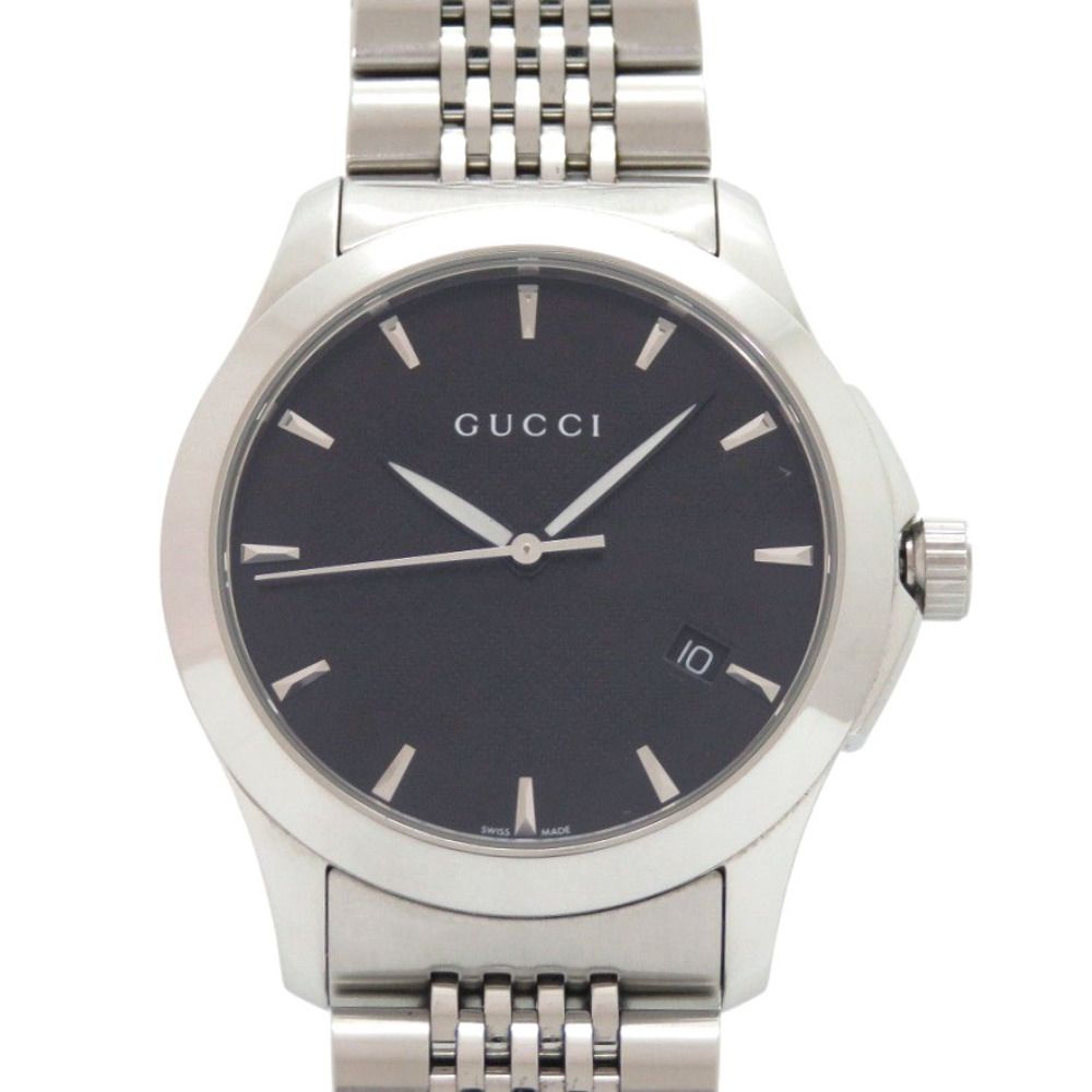 Gucci G-Timeless 126.4 SS Black Silver Quartz Watch Dial
