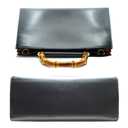 Gucci Nymphaea Bamboo Handbag Black Two-tone Leather Bag — view 4