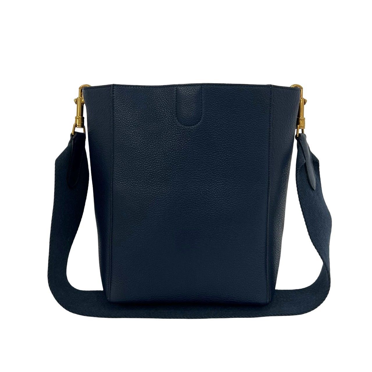 Celine Sangles Bucket Small Leather Shoulder Bag Cross Navy — view 3