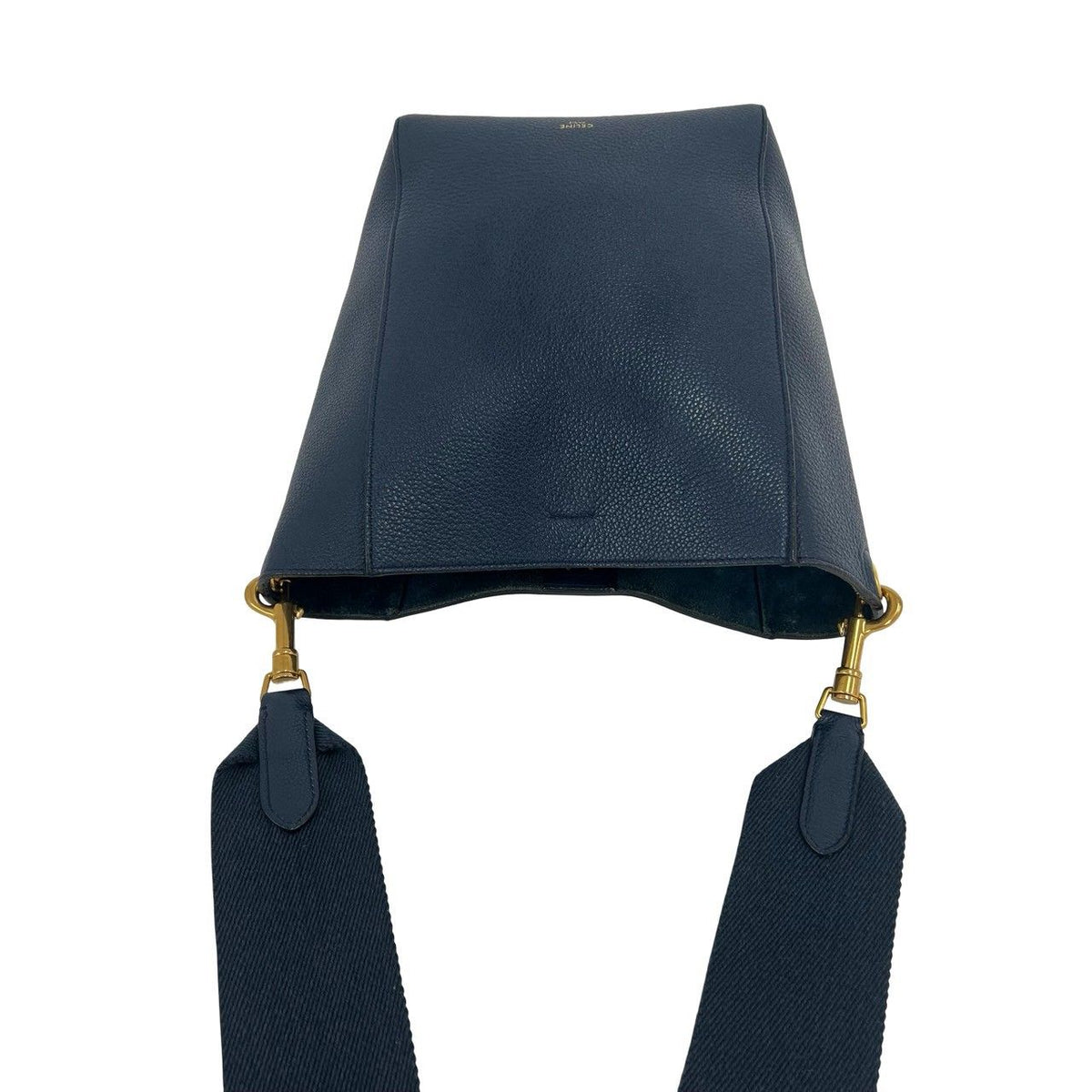 Celine Sangles Bucket Small Leather Shoulder Bag Cross Navy — view 4