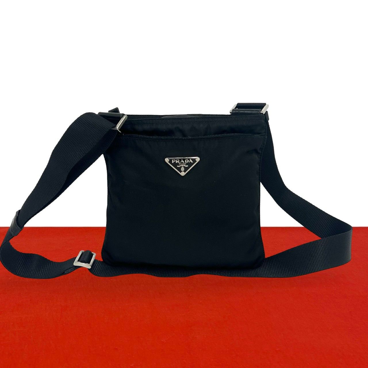 Prada Tessuto Pocono Nylon Shoulder Bag Crossbody Black