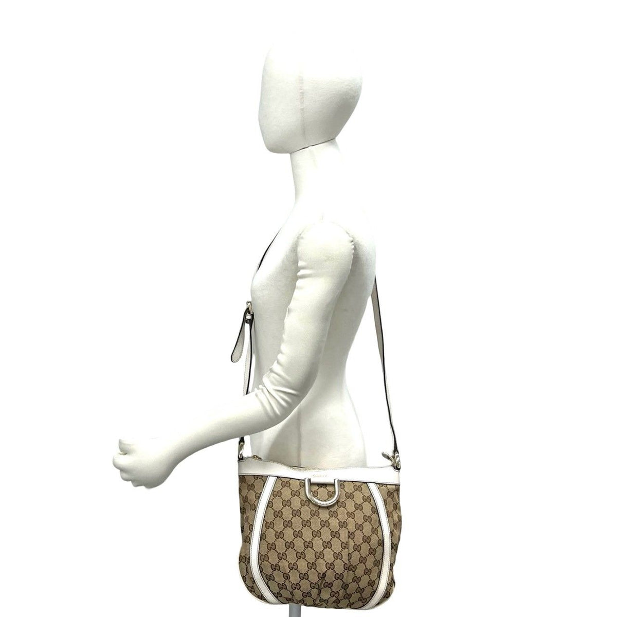 Gucci Abbey GG Logo Canvas Leather Shoulder Bag Pochette Cross Brown — view 2
