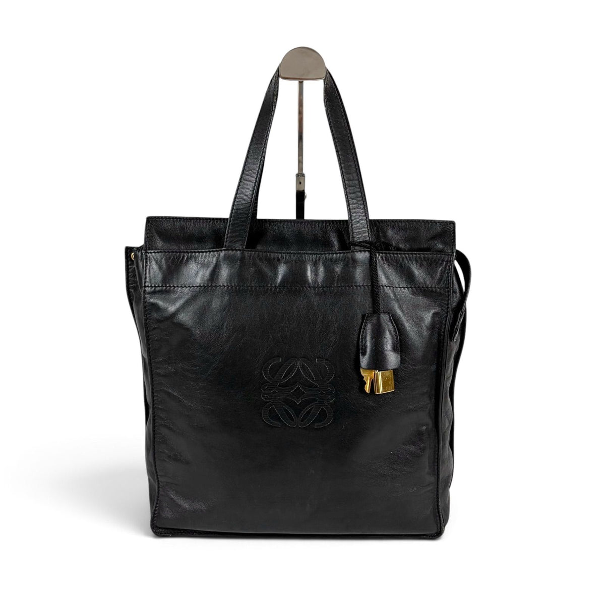 Loewe Anagram Logo Tote Bag Black Leather Padlock