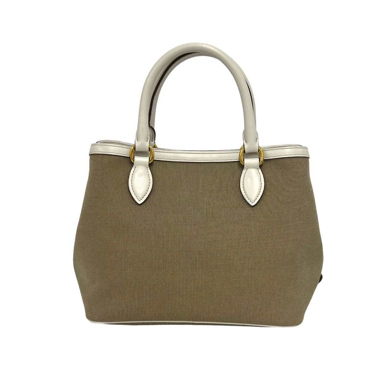 Prada Logo Canvas Leather Mini Tote Boston Bag Brown — view 3