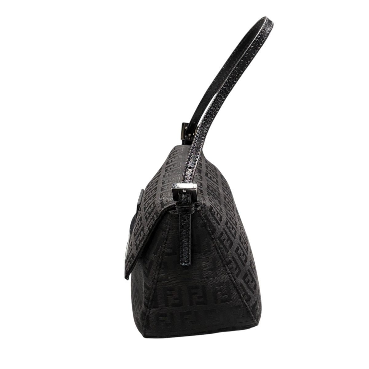 Fendi Mini Mamma Bucket Zucchino Pattern Shoulder Bag Leather Black — view 3