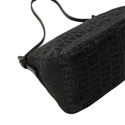Fendi Mini Mamma Bucket Zucchino Pattern Shoulder Bag Leather Black — view 7