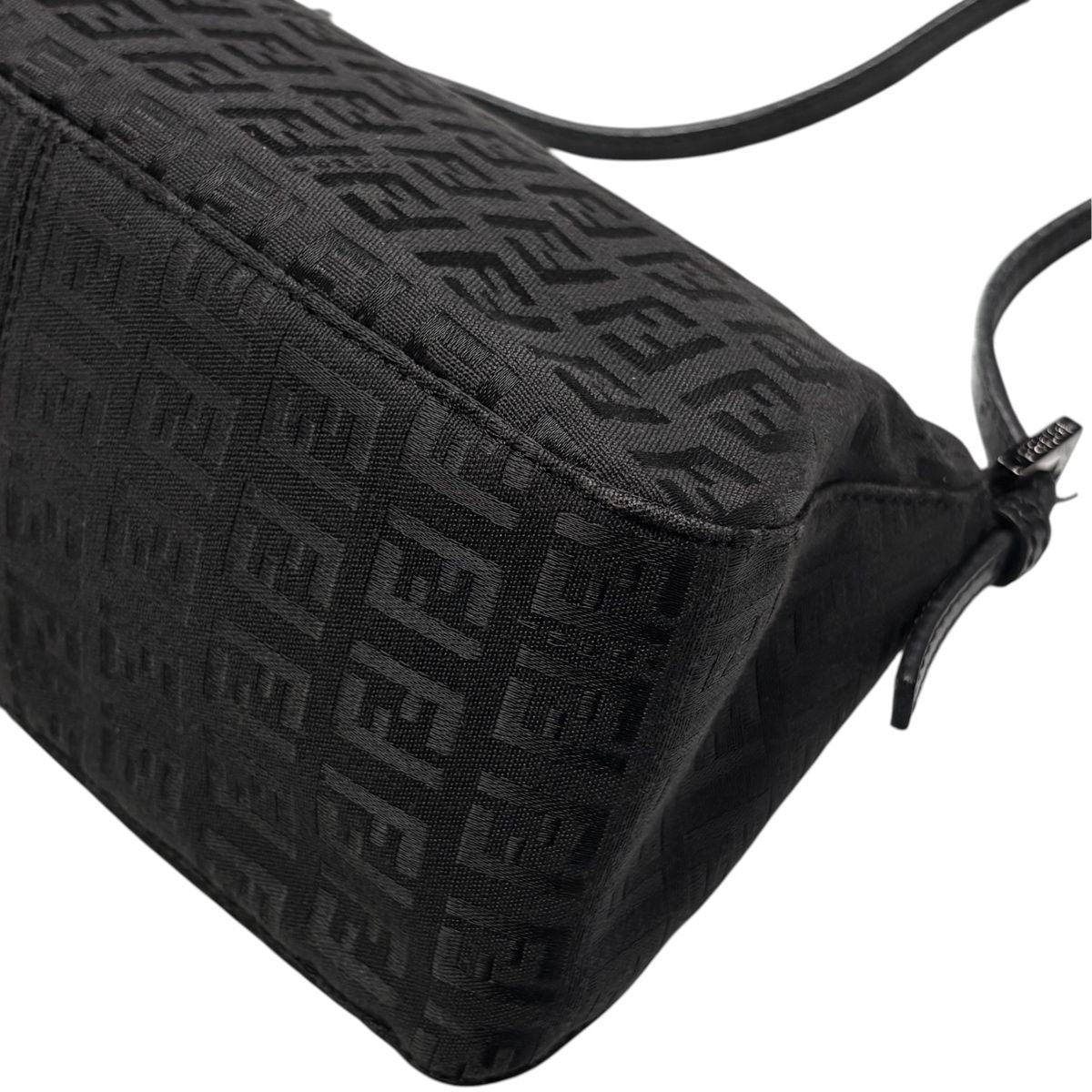 Fendi Mini Mamma Bucket Zucchino Pattern Shoulder Bag Leather Black — view 8