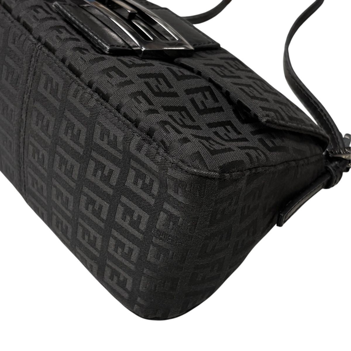 Fendi Mini Mamma Bucket Zucchino Pattern Shoulder Bag Leather Black — view 6