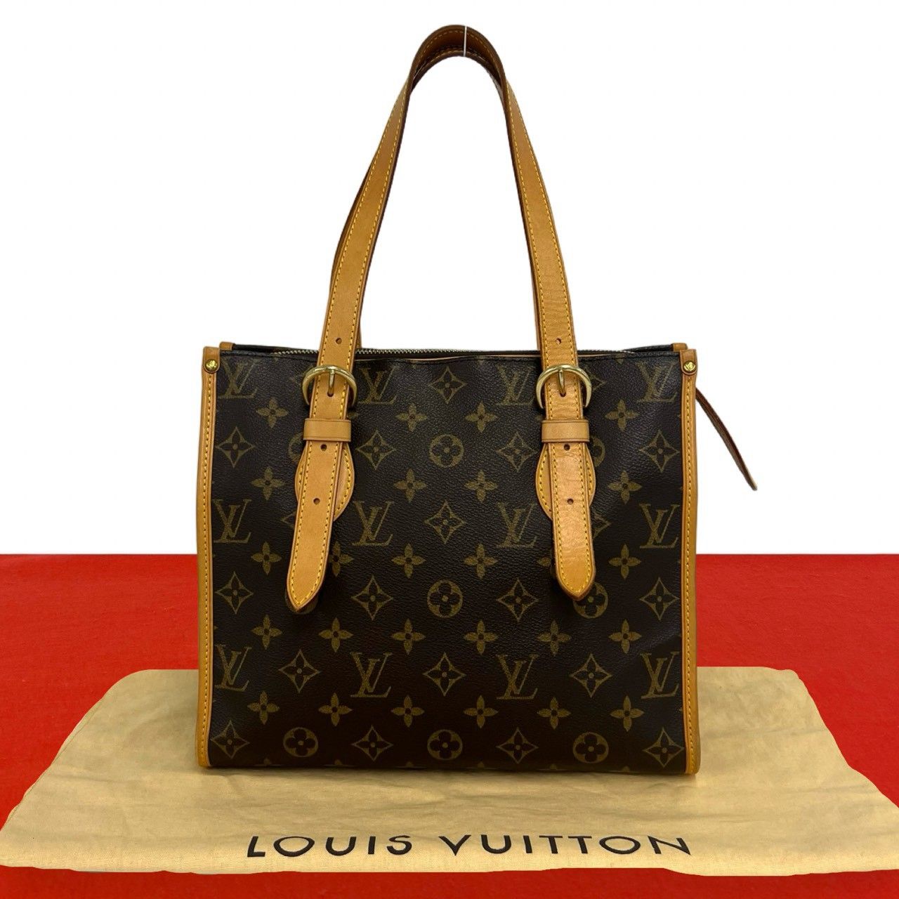 Louis Vuitton Popincourt Monogram Leather Shoulder Bag Tote Brown