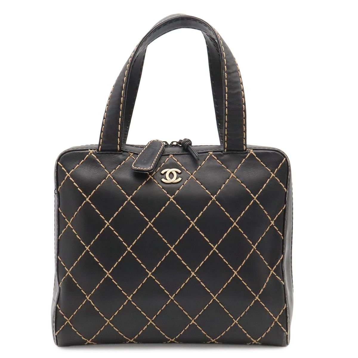 Chanel Wild Stitch CC Logo Tote Leather Black