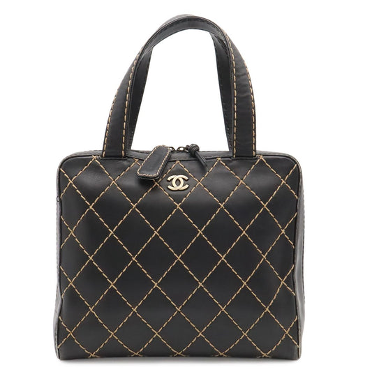 Chanel Wild Stitch CC Logo Tote Leather Black