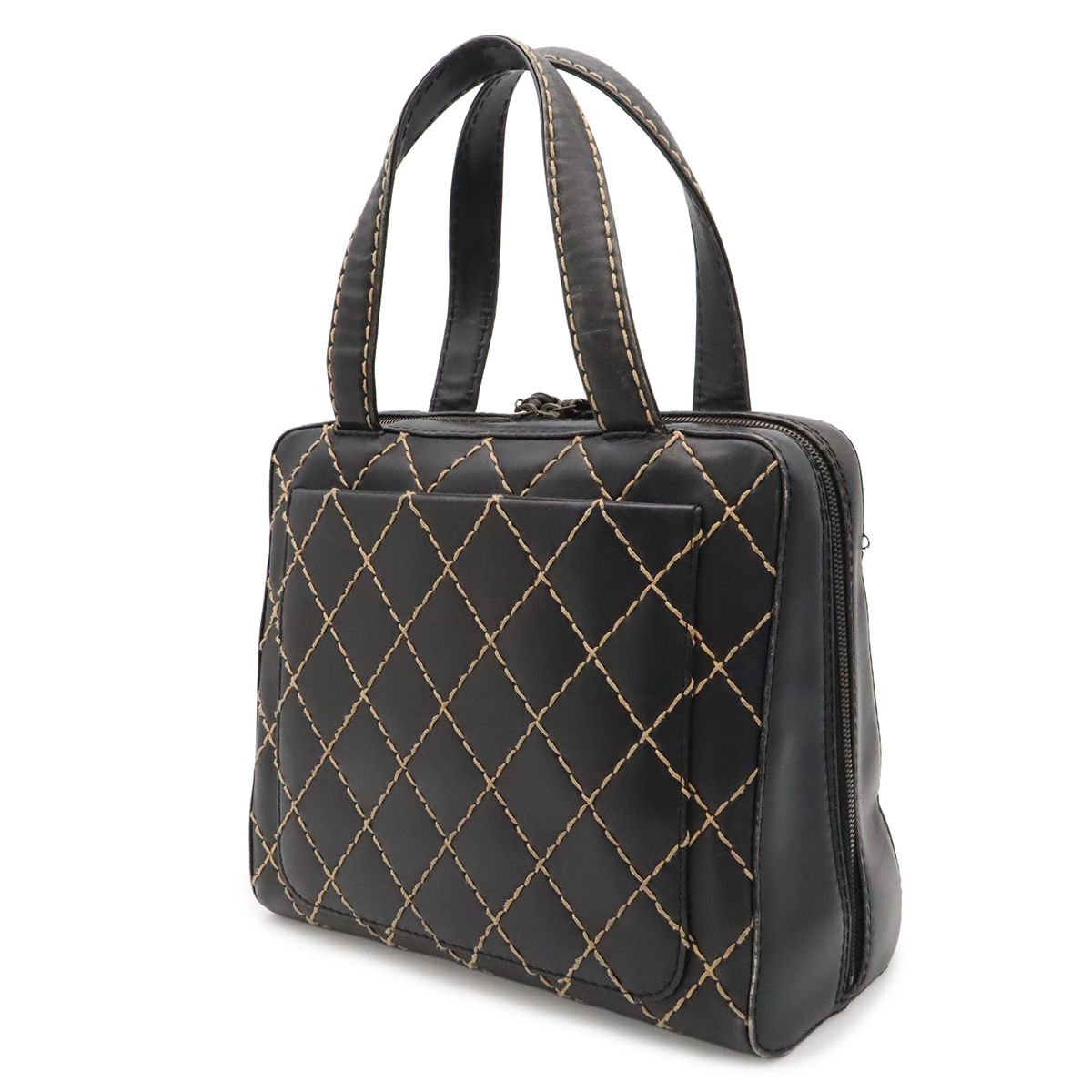 Chanel Wild Stitch CC Logo Tote Leather Black — view 2