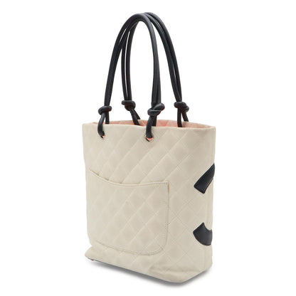 Chanel Cambon Line Medium Tote CC Logo Shoulder Bag Bicolor Soft Calfskin White — view 2