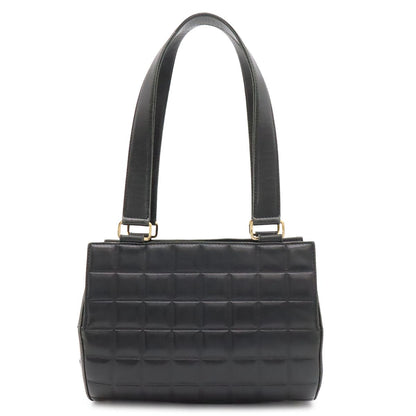 Chanel Choco Bar CC Logo Mini Bag Drum Tube Shape Leather Black Gold