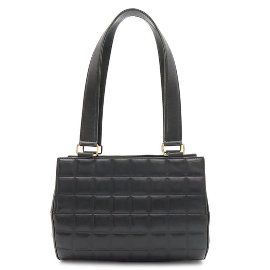 Chanel Choco Bar CC Logo Mini Bag Drum Tube Shape Leather Black Gold