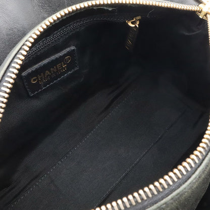 Chanel Choco Bar CC Logo Mini Bag Drum Tube Shape Leather Black Gold — view 7