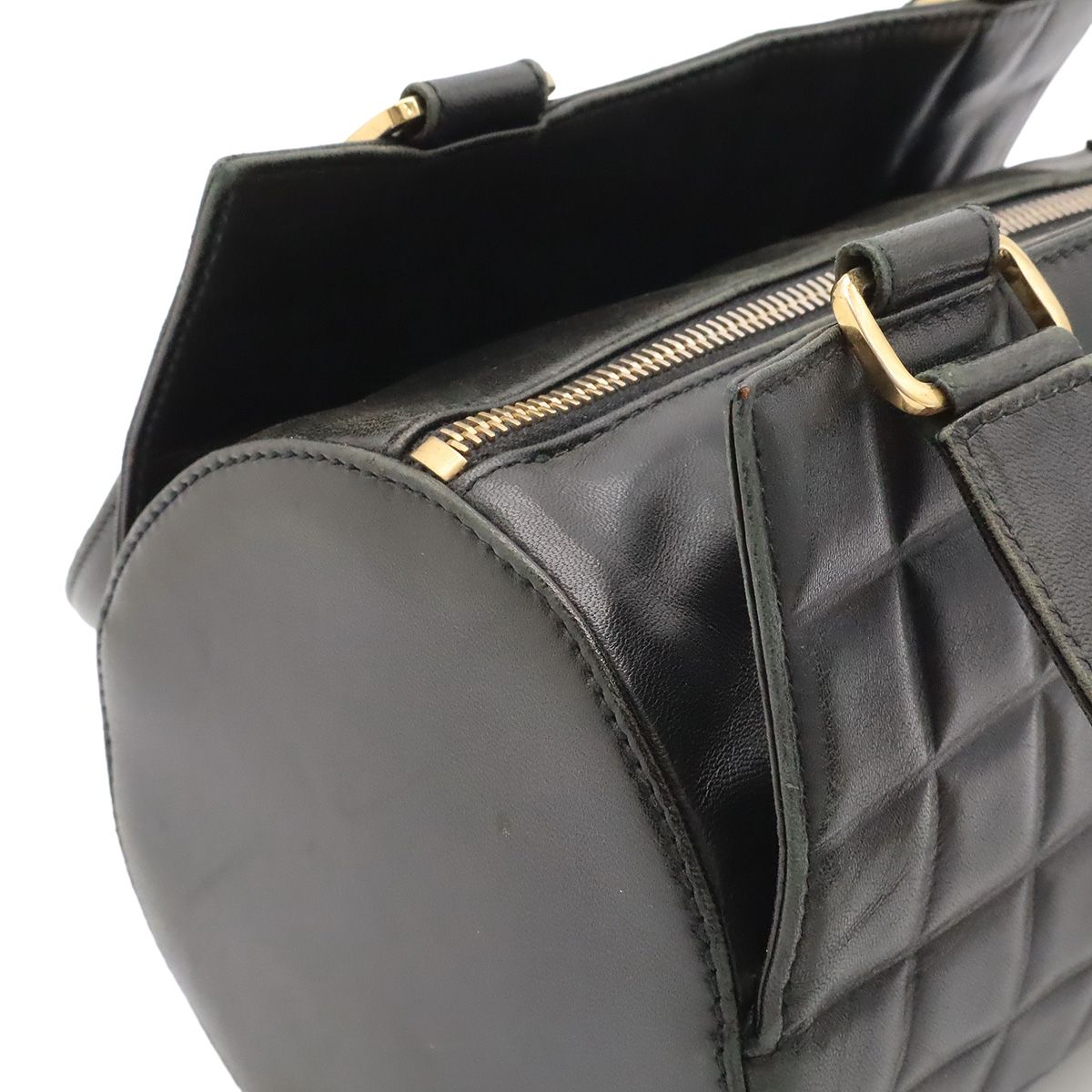 Chanel Choco Bar CC Logo Mini Bag Drum Tube Shape Leather Black Gold — view 5