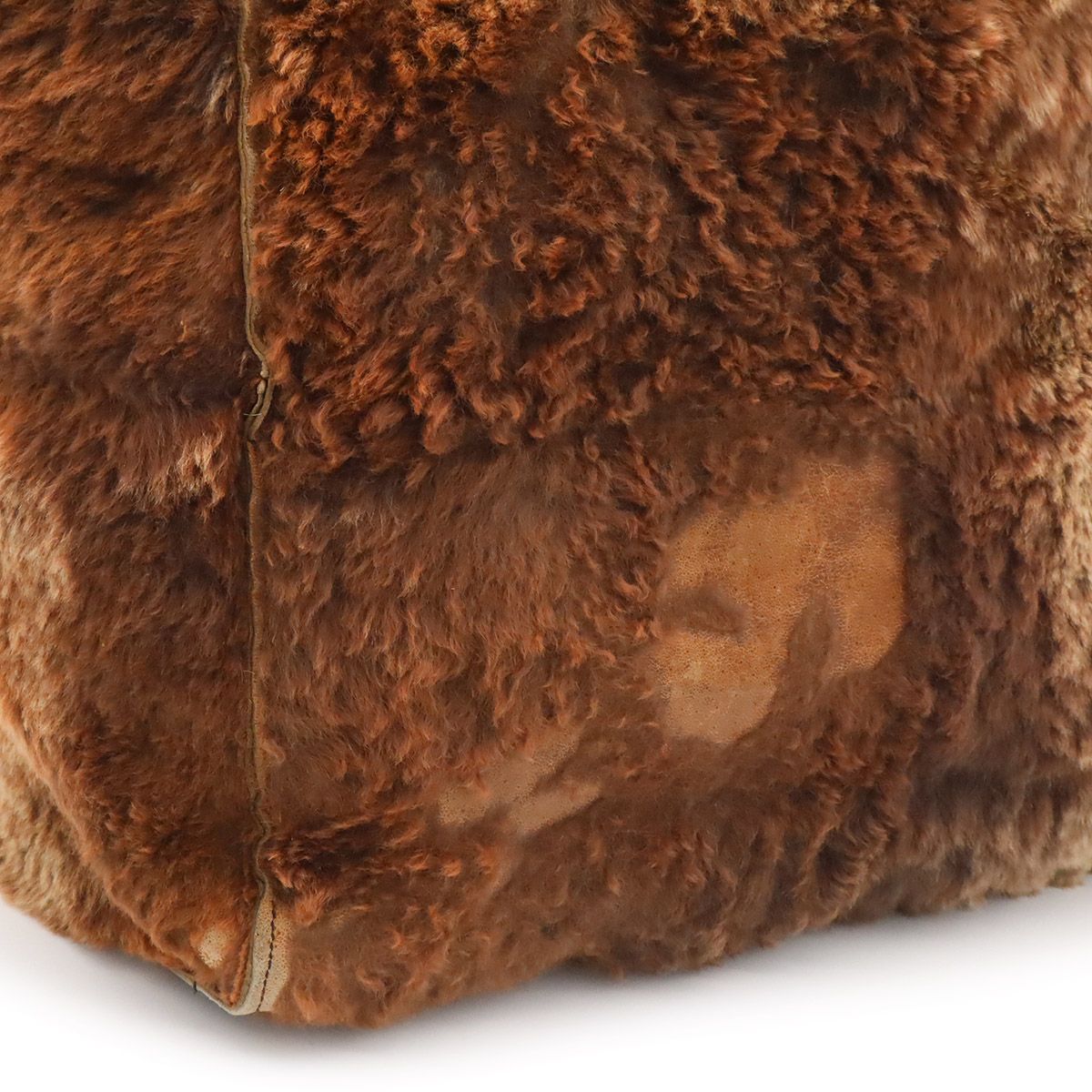 Chanel Rabbit Fur CC Logo Tote Fur Handbag Suede Brown Black — view 8