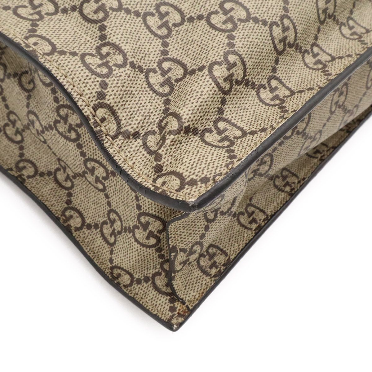 Gucci GG Supreme Tiger Tote 2-Way Shoulder Bag Leather Khaki Beige Black — view 3