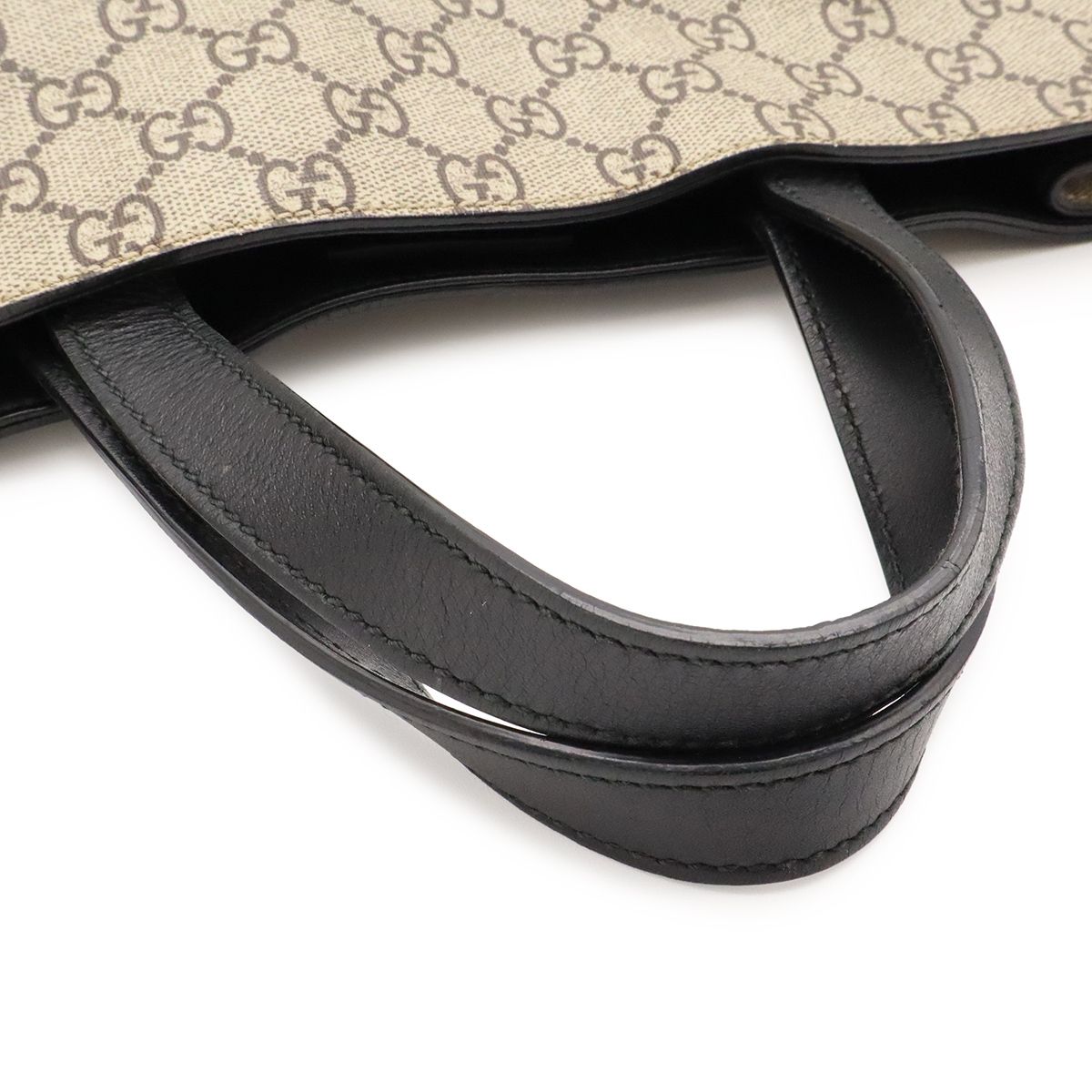 Gucci GG Supreme Tiger Tote 2-Way Shoulder Bag Leather Khaki Beige Black — view 4