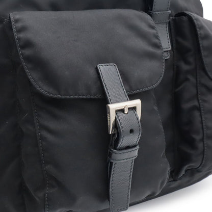 Prada Triangle Logo Backpack Nylon Leather Nero Black Silver — view 8