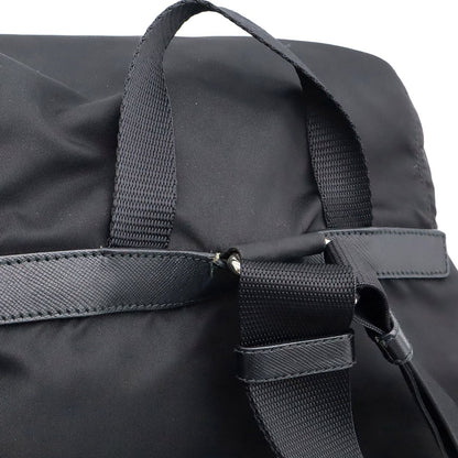 Prada Triangle Logo Backpack Nylon Leather Nero Black Silver — view 4