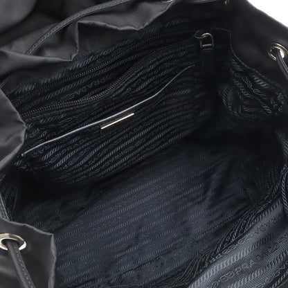 Prada Triangle Logo Backpack Nylon Leather Nero Black Silver — view 6