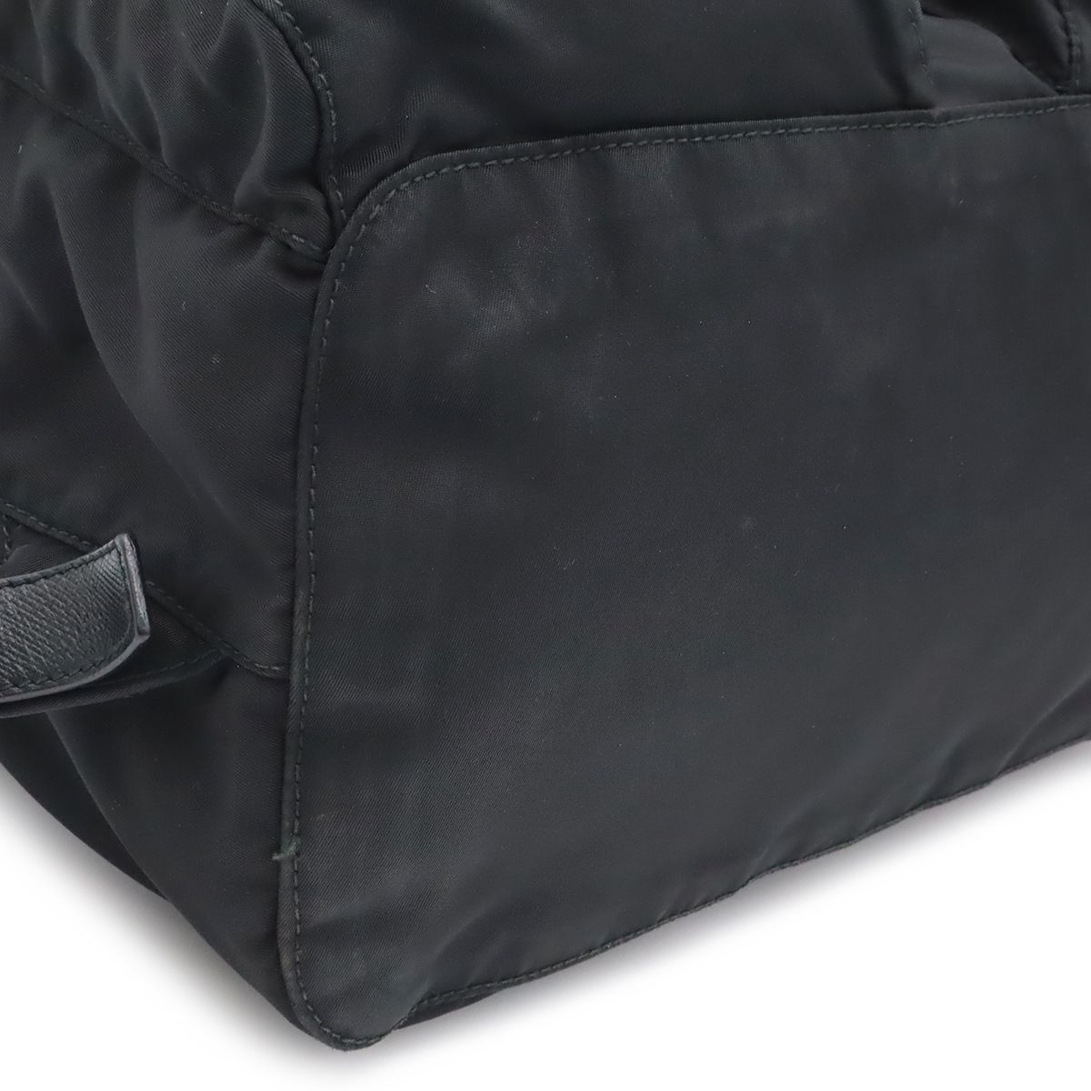 Prada Triangle Logo Backpack Nylon Leather Nero Black Silver — view 3