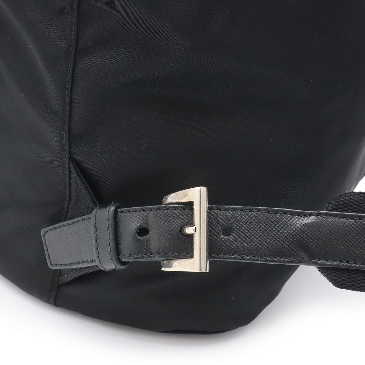 Prada Triangle Logo Backpack Nylon Leather Nero Black Silver — view 5