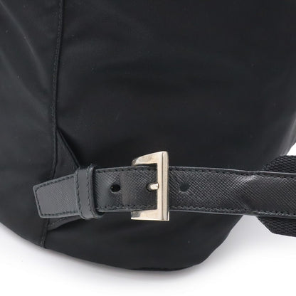 Prada Triangle Logo Backpack Nylon Leather Nero Black Silver — view 5