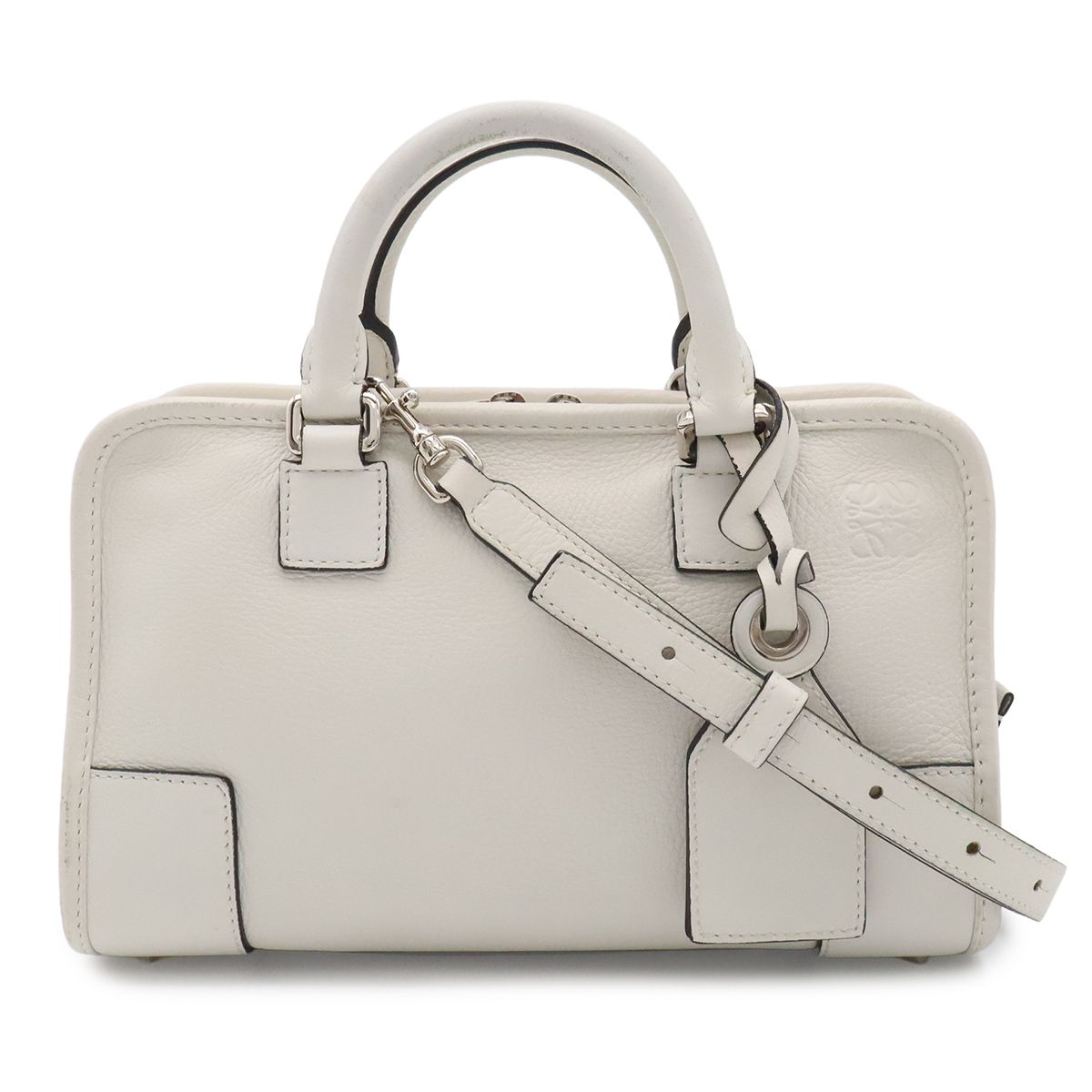 Loewe Amazona 23 Anagram Mini Boston 2-Way Shoulder Bag Crossbody Leather White