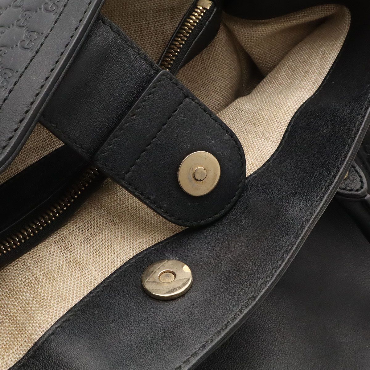 Gucci Micro Guccissima Tote Shoulder Bag Leather Black Gold — view 7