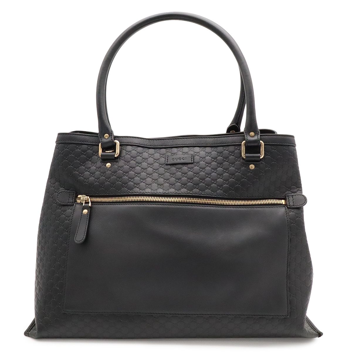 Gucci Micro Guccissima Tote Shoulder Bag Leather Black Gold