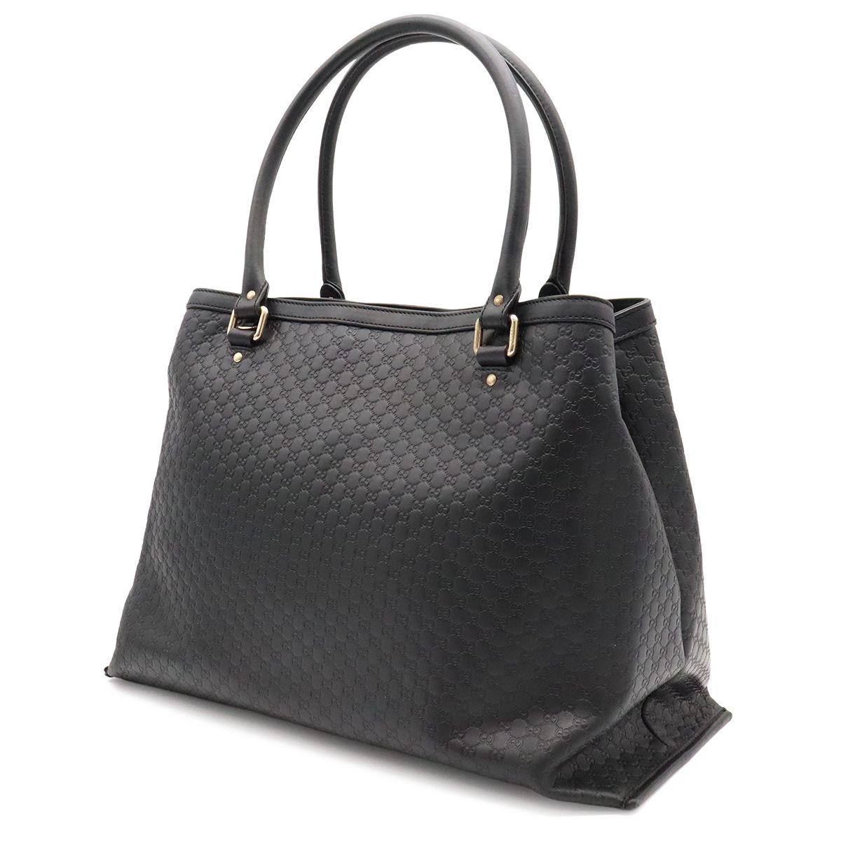 Gucci Micro Guccissima Tote Shoulder Bag Leather Black Gold — view 2