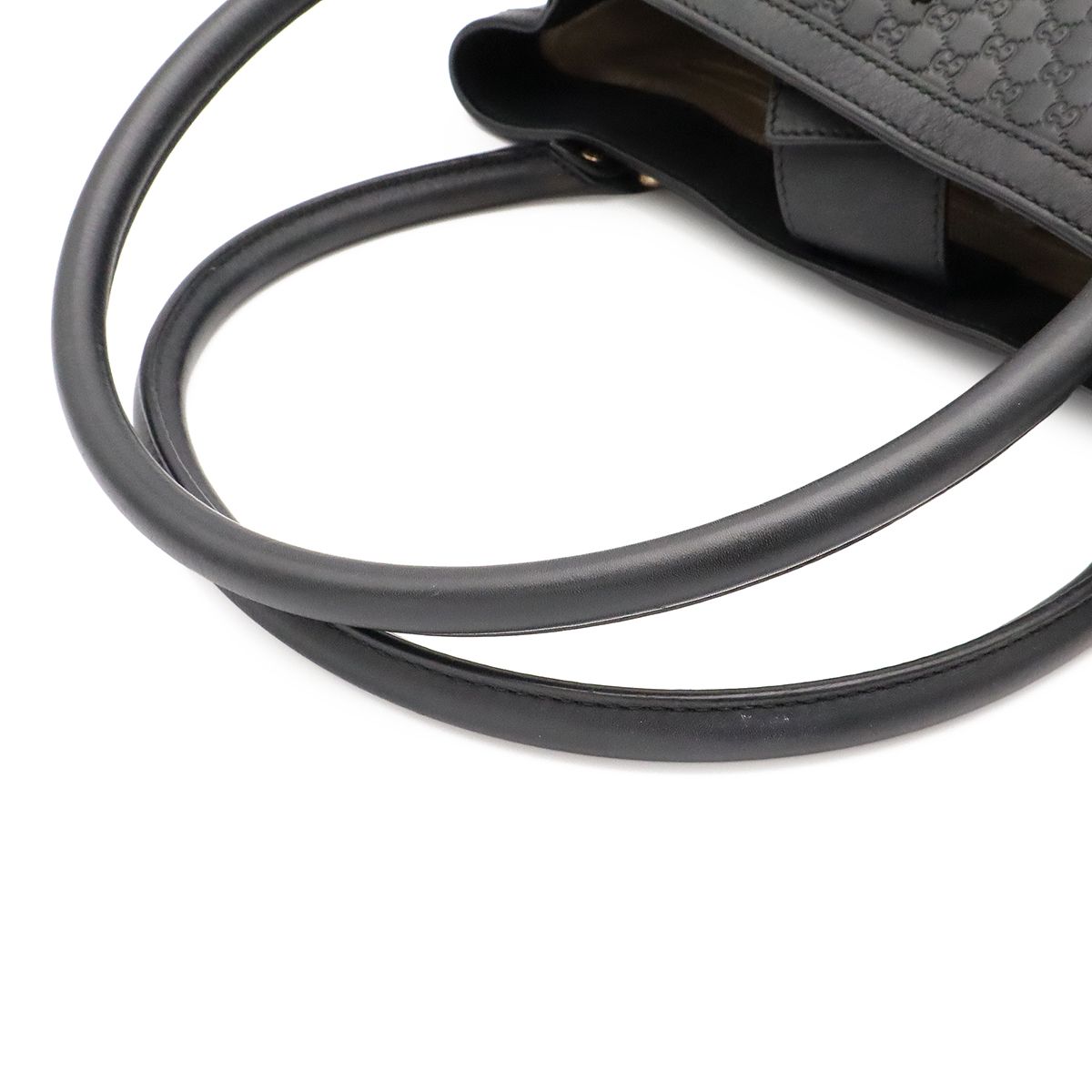 Gucci Micro Guccissima Tote Shoulder Bag Leather Black Gold — view 4
