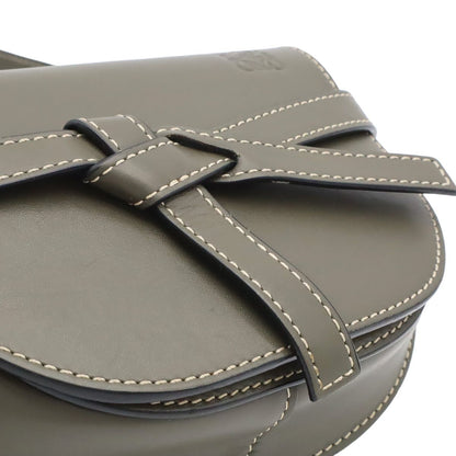 Loewe Mini Gate Bum Back Waist Pouch Belt Bag Cross Leather Khaki Gold — view 8
