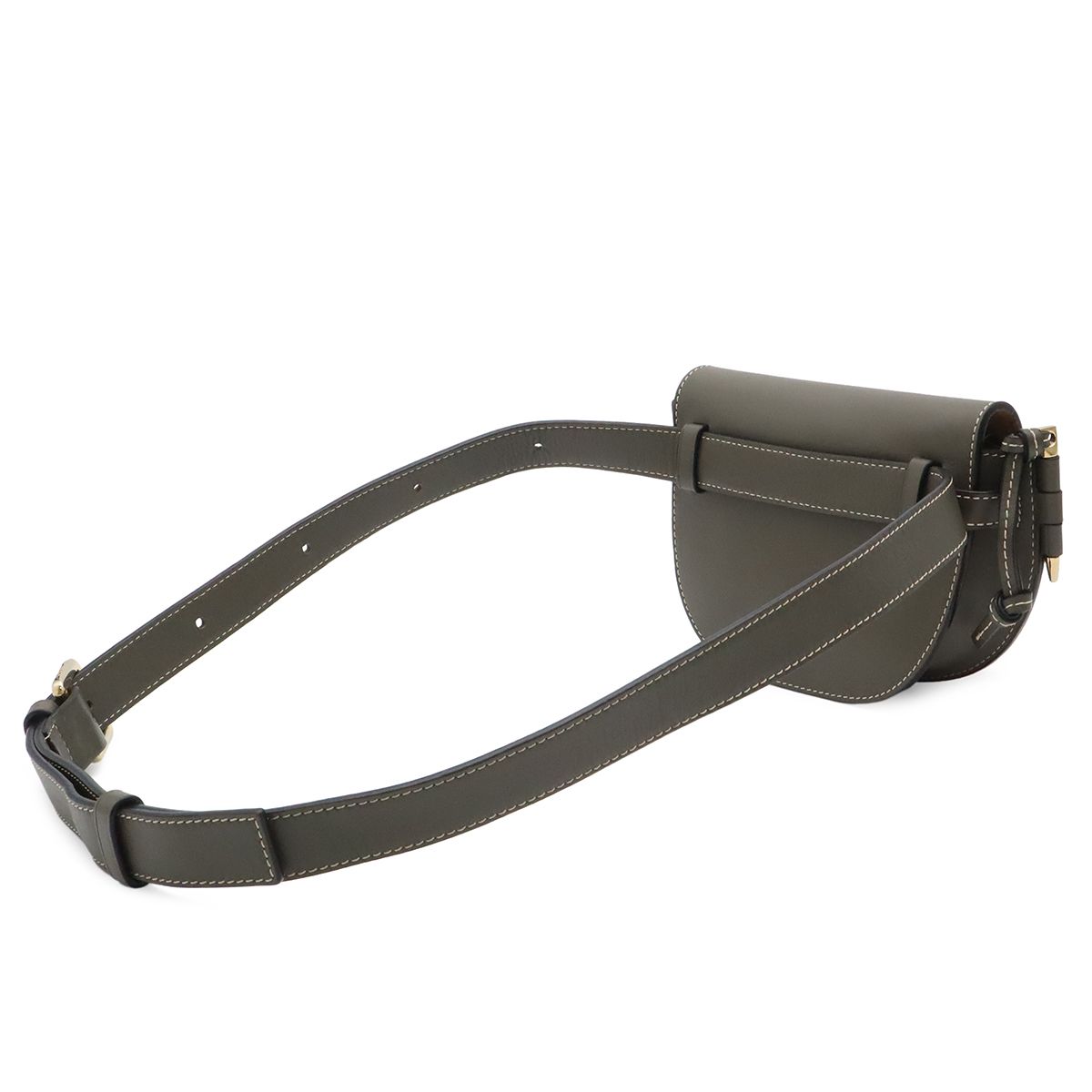 Loewe Mini Gate Bum Back Waist Pouch Belt Bag Cross Leather Khaki Gold — view 2