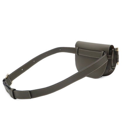 Loewe Mini Gate Bum Back Waist Pouch Belt Bag Cross Leather Khaki Gold — view 2