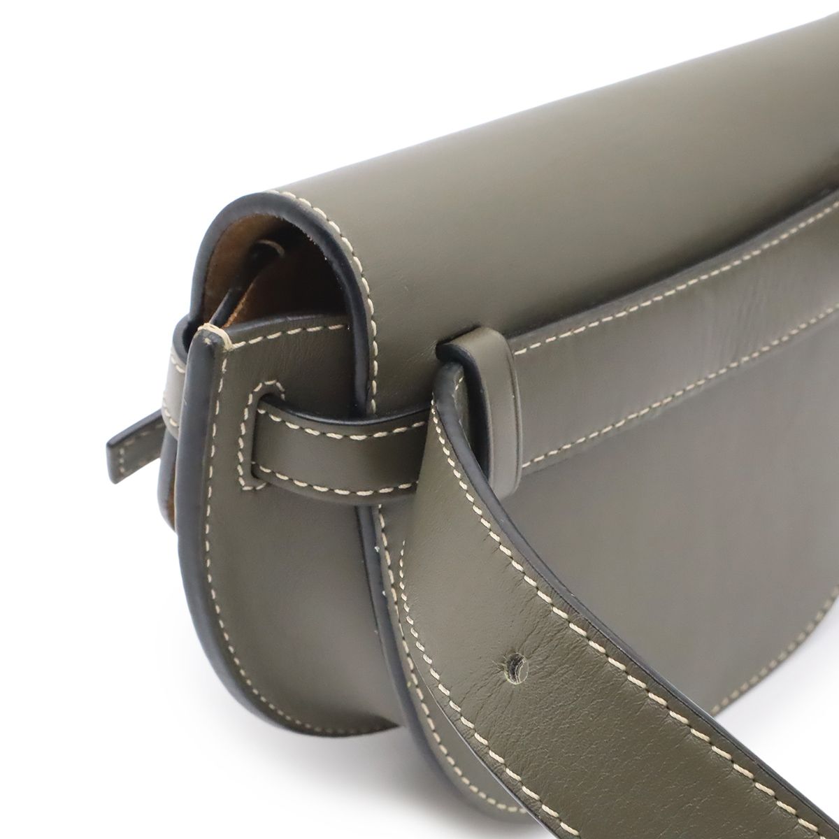 Loewe Mini Gate Bum Back Waist Pouch Belt Bag Cross Leather Khaki Gold — view 4