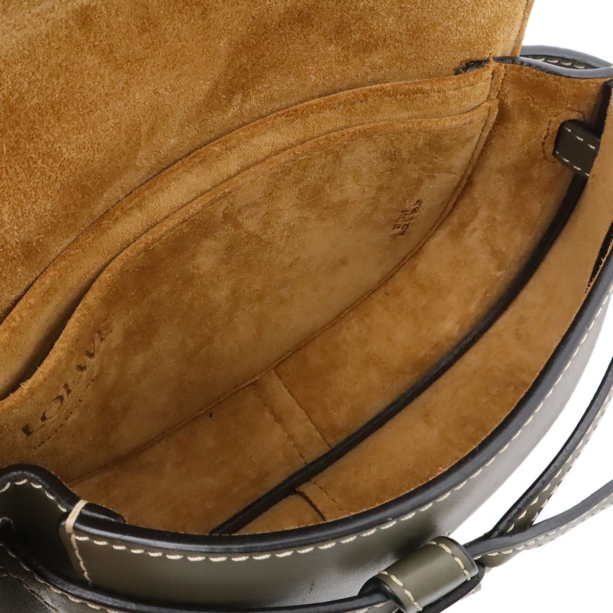 Loewe Mini Gate Bum Back Waist Pouch Belt Bag Cross Leather Khaki Gold — view 6