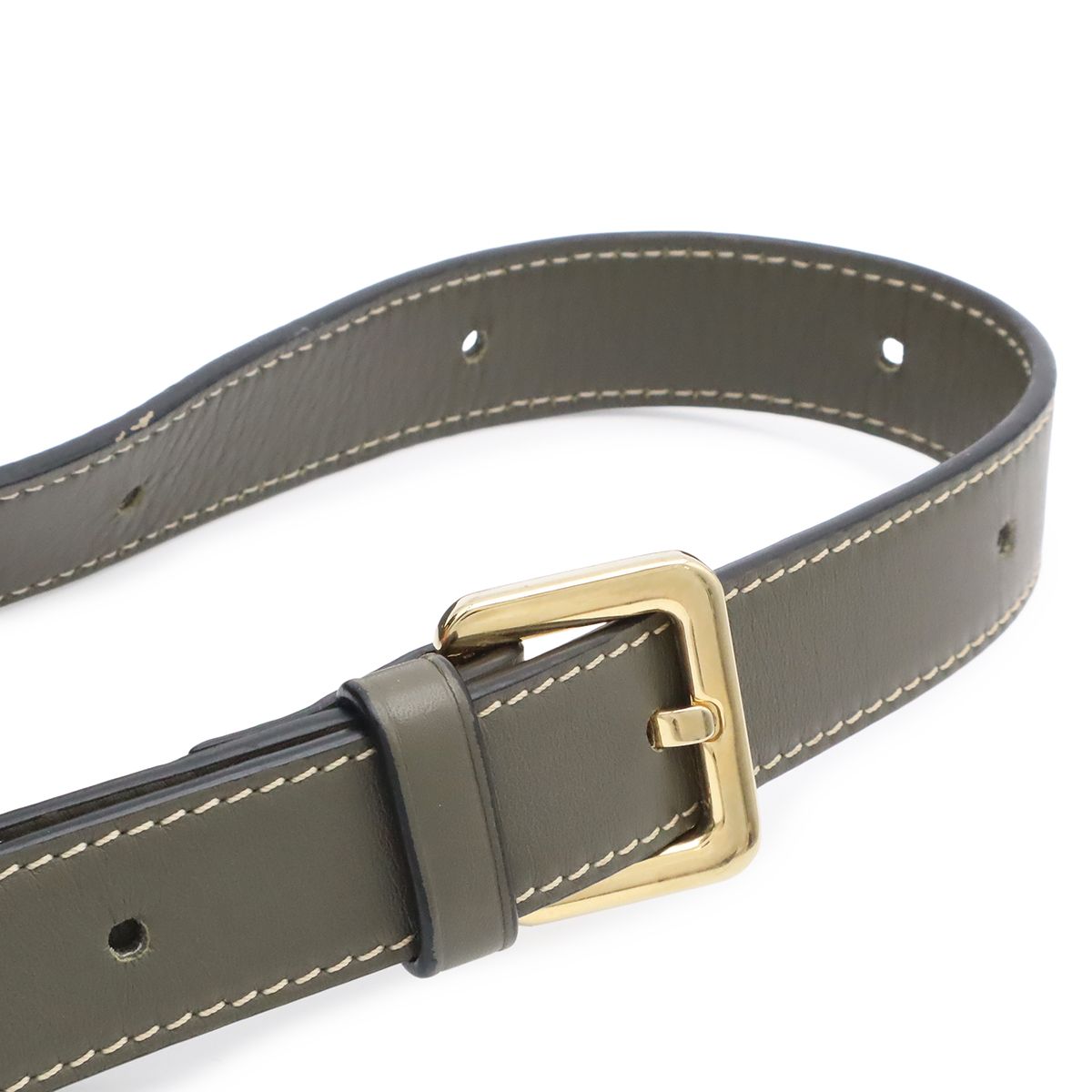 Loewe Mini Gate Bum Back Waist Pouch Belt Bag Cross Leather Khaki Gold — view 5