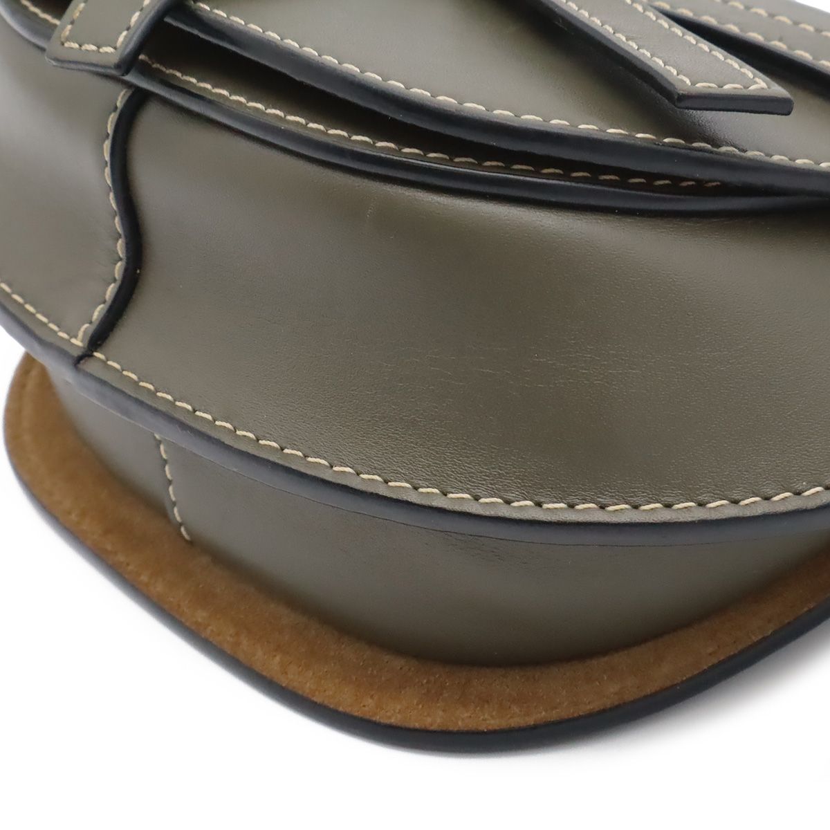 Loewe Mini Gate Bum Back Waist Pouch Belt Bag Cross Leather Khaki Gold — view 3