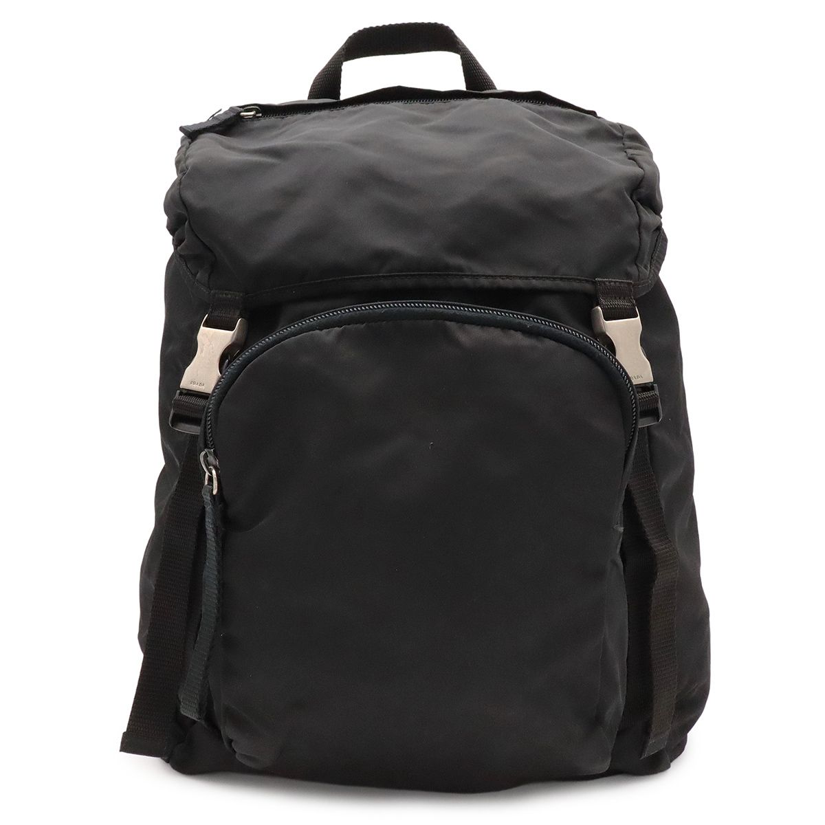 Prada Triangle Logo Backpack Nylon Nero Black Silver