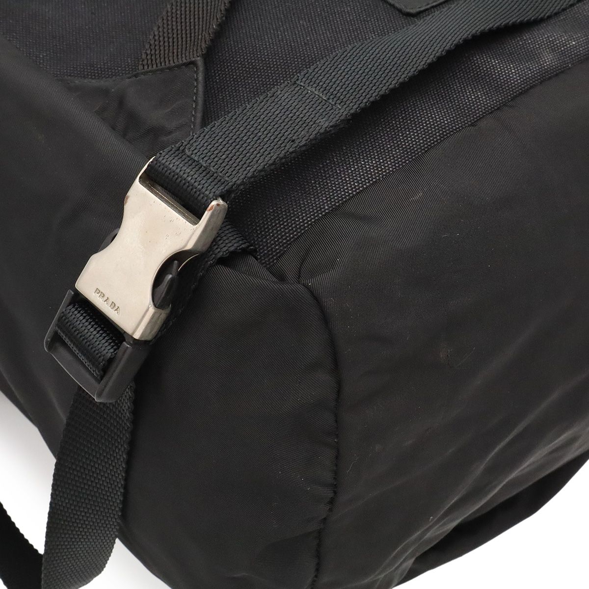 Prada Triangle Logo Backpack Nylon Nero Black Silver — view 3
