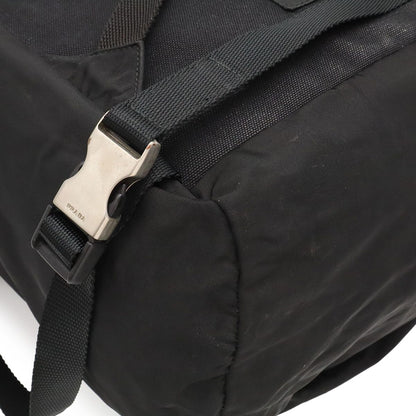 Prada Triangle Logo Backpack Nylon Nero Black Silver — view 3
