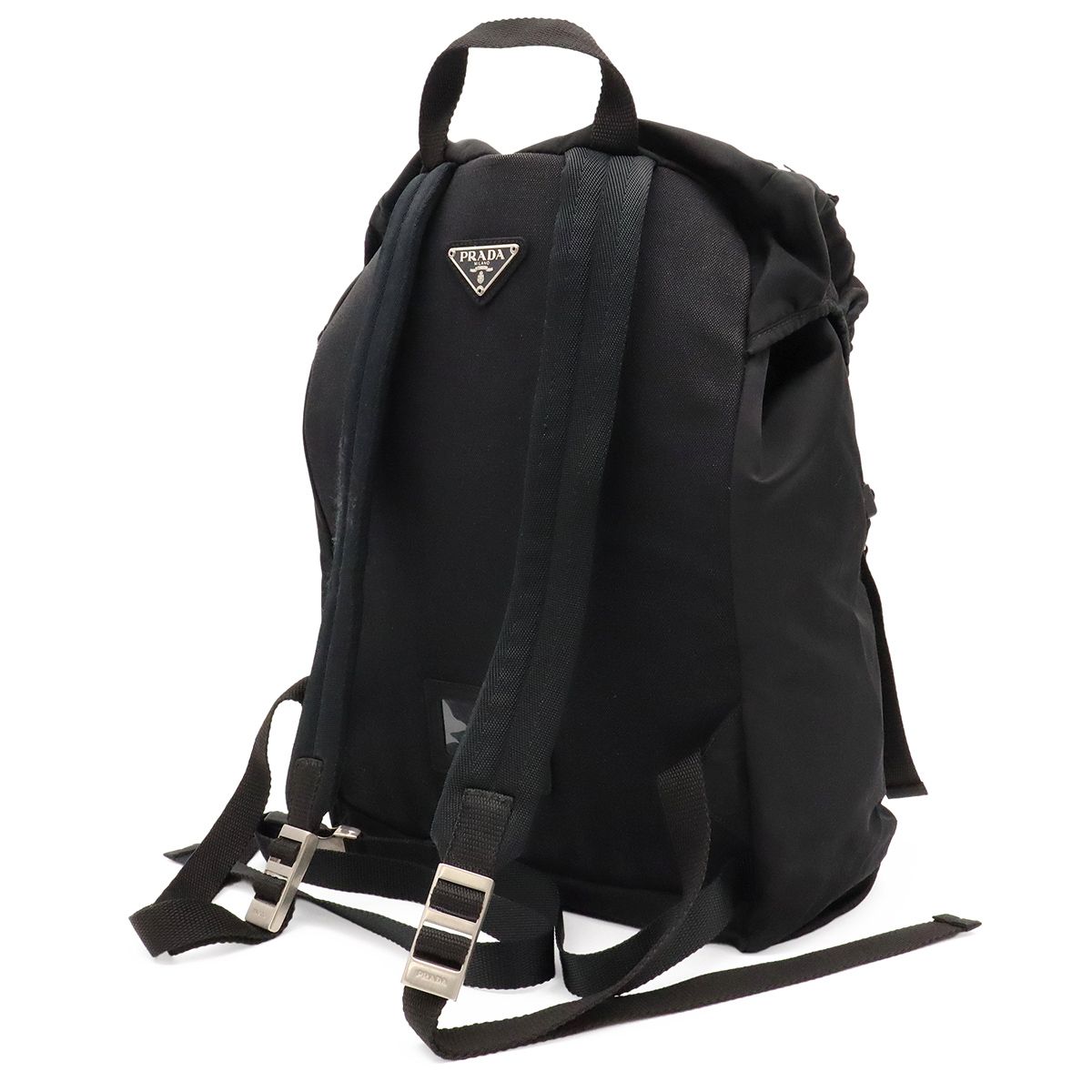 Prada Triangle Logo Backpack Nylon Nero Black Silver — view 2