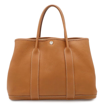 Hermes Garden Party PM Tote Negonda Leather Camel Light Brown Silver
